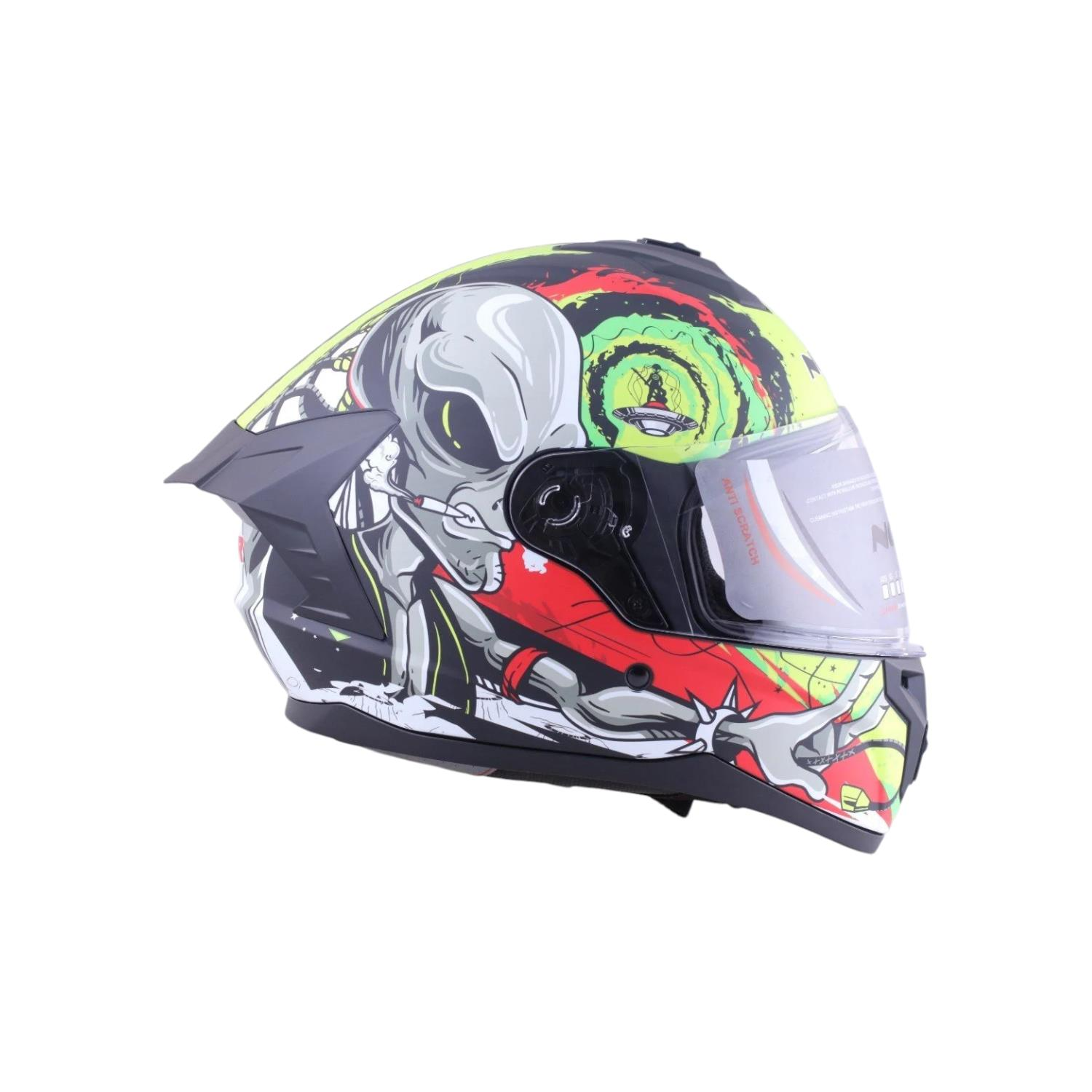 KASK KAPALI ECE SERTİFİKALI - MAT SİYAH GRAFİK SARI-KIRMIZI