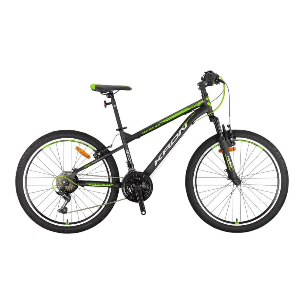 KRON VORTEX 4.0 - 24'' MTB - 14' - 21 Vites - M.DISC - Mat Siyah-Gri/Neon Sarı #KRN23-022