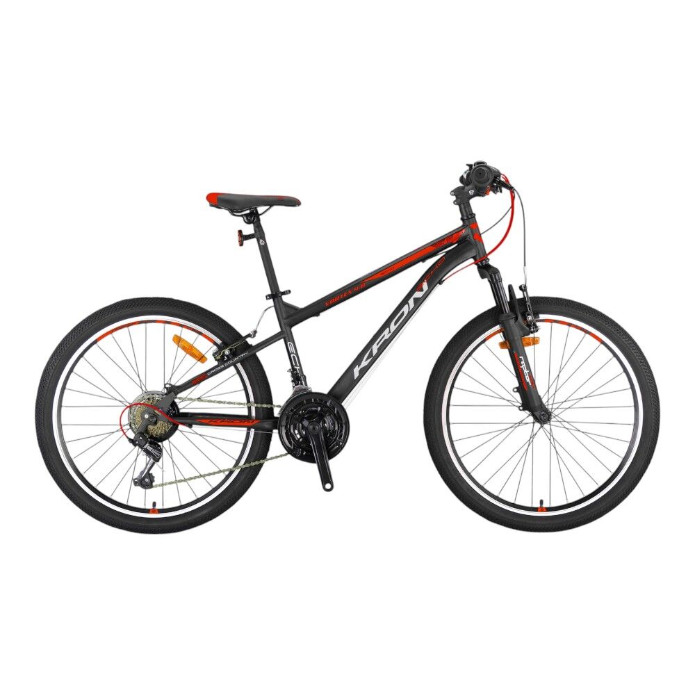 KRON VORTEX 4.0 - 24'' MTB - 14' - 21 Vites - M.DISC - Mat Siyah-Gri/Kırmızı #KRN23-024