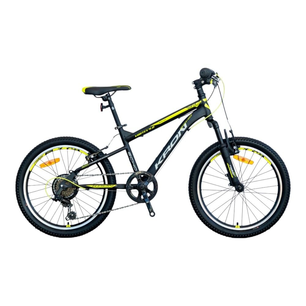 KRON VORTEX 4.0 - 20'' MTB - 11' - 7 Vites - V.B. - Mat Siyah-Gri/Neon Sarı #KRN25-001