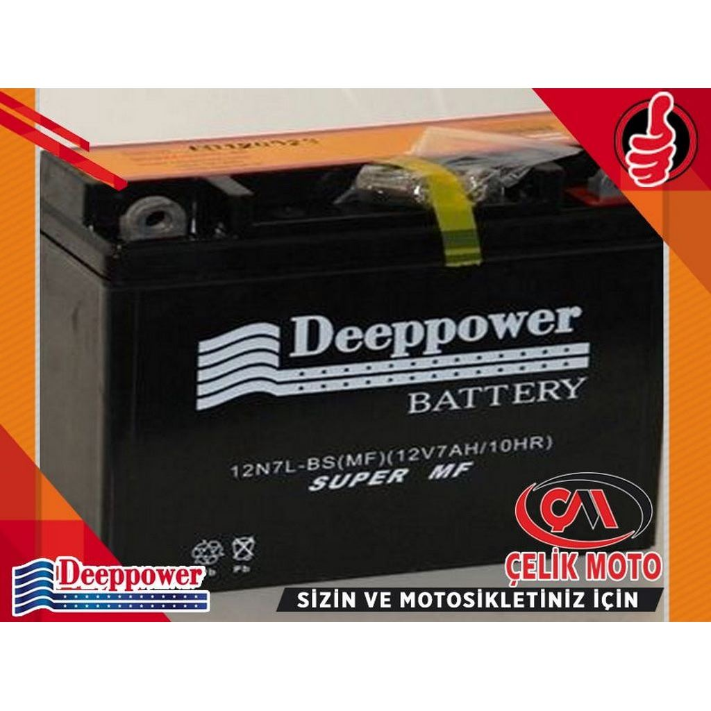 12N7L-BS 12V 7AH DEEPPOWER MOTOSIKLET AKUSU KT MODEL GENİŞ #102120071