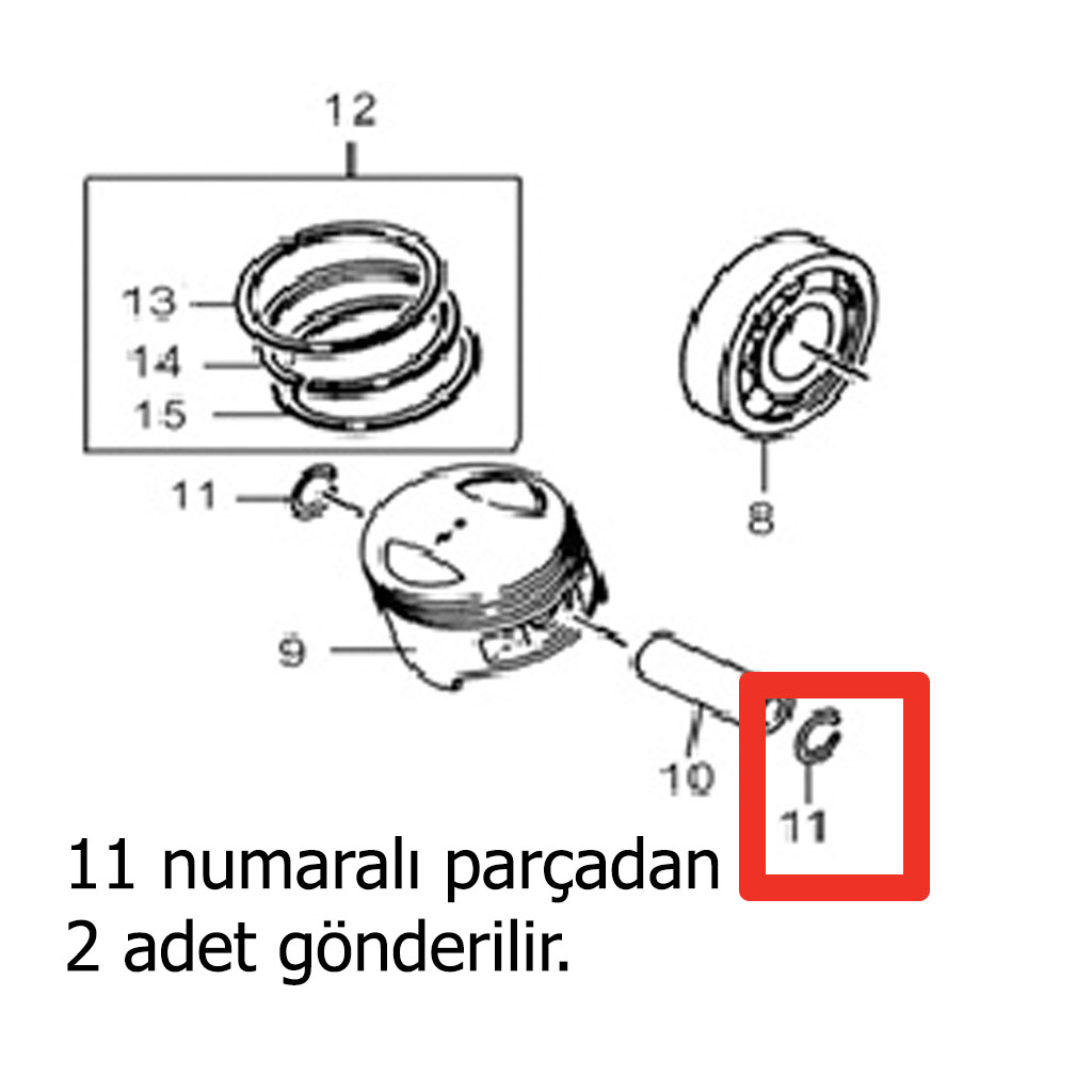 LIFAN LF200-16C PISTON PIMI TAHTIT SEKMANI #AT0911