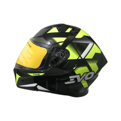 EVO906 ÇENEDEN AÇILIR KASK VİZÖRLÜ PARLAK SİYAH - GRİ - SARI #KN90601PSGS [XL]