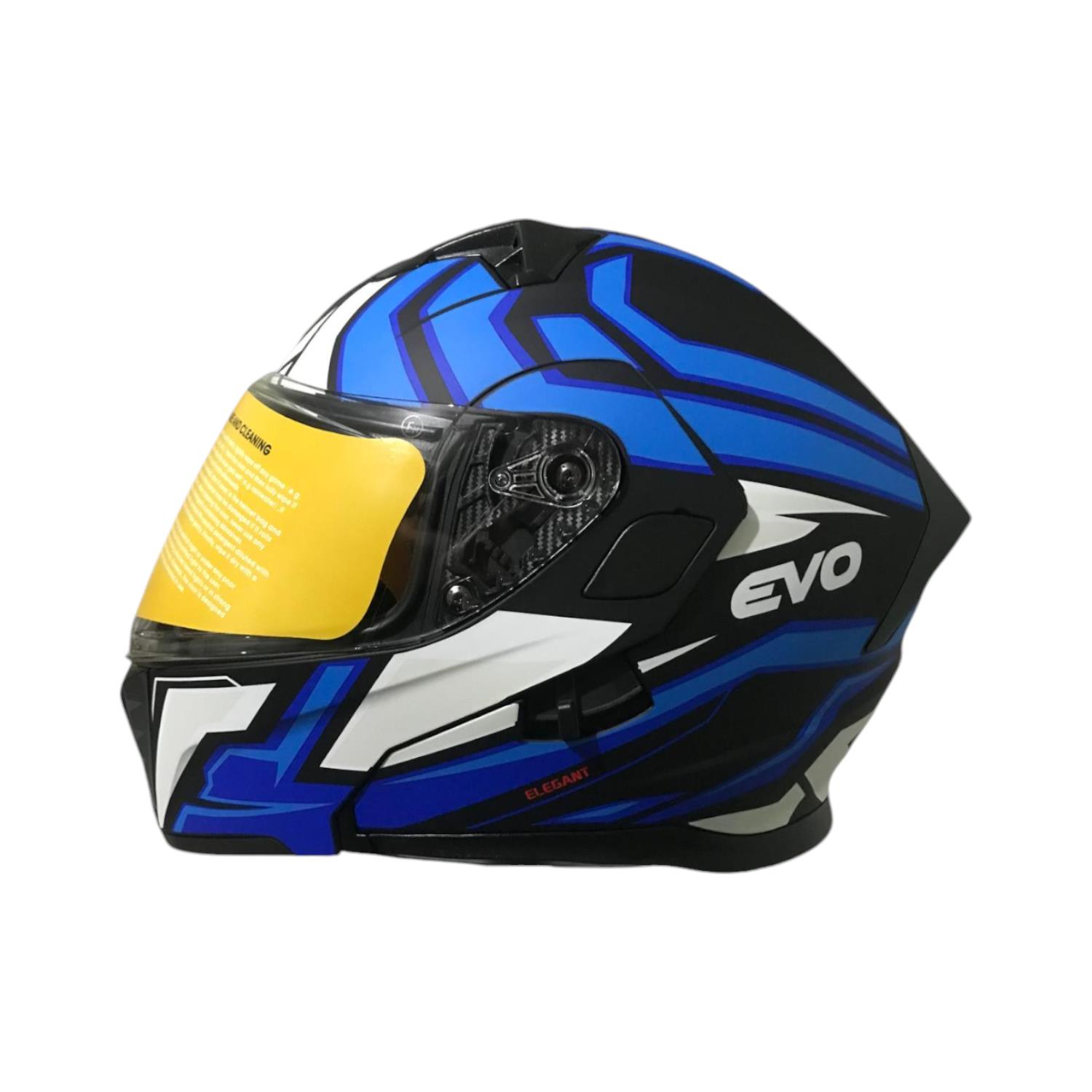 EVO906 ÇENEDEN AÇILIR KASK VİZÖRLÜ MAT SİYAH - MAVİ - BEYAZ #KN90601MSMB [XL]