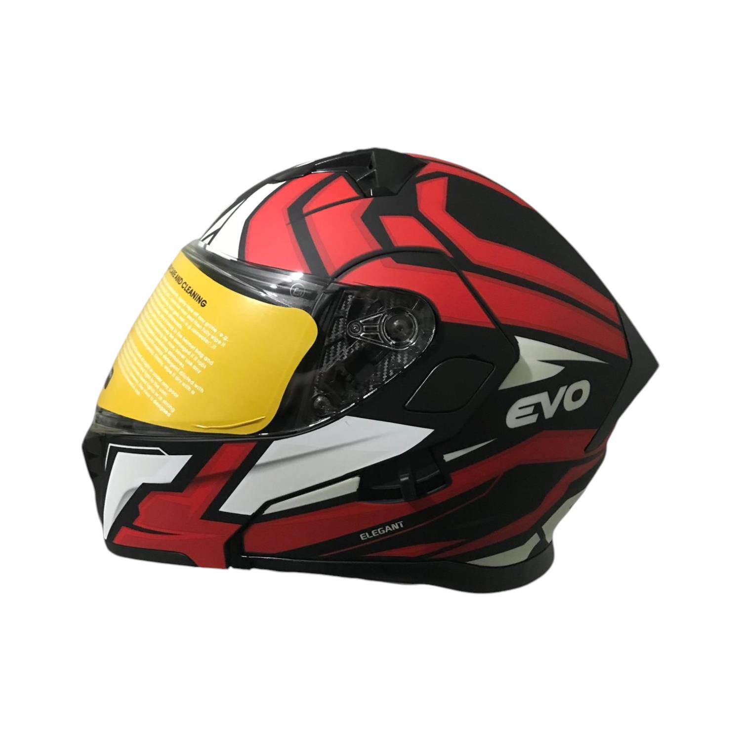 EVO906 ÇENEDEN AÇILIR KASK VİZÖRLÜ MAT SİYAH - KIRMIZI #KN90601MSK [XXL]
