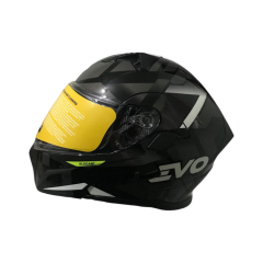 EVO906 ÇENEDEN AÇILIR KASK VİZÖRLÜ PARLAK SİYAH -GRİ #KN90601PSG [XXL]