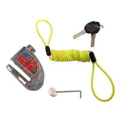 DİSK KİLİT-DÜZ ANAHTARLI-ALARMLI [KROM]-[İP DAHİL 120 CM] #B2021