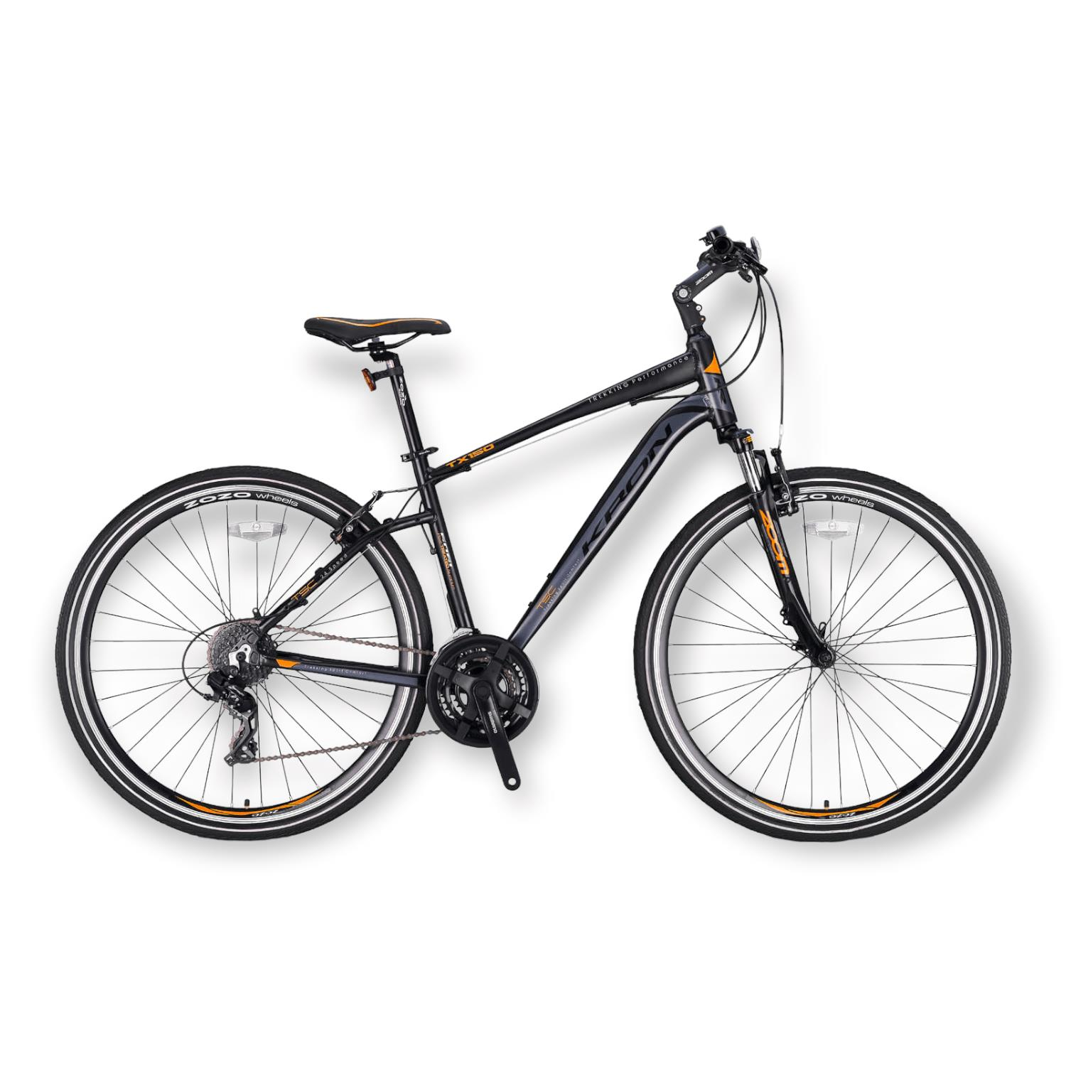 KRON TX 150 - 28'' Trekking - 18' - 24 Vites - V.B. - Mat Siyah-Turuncu/Füme
