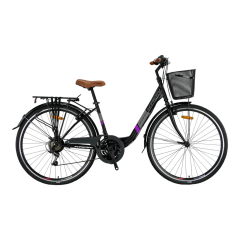 KRON TETRA 3.0 - 26'' City Bike - 15' - 21 Vites - V.B. - Mat Siyah-Gri/Mor #KRN23-073