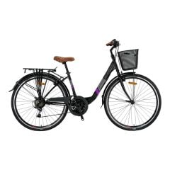 KRON TETRA 3.0 - 26'' City Bike - 15' - 21 Vites - V.B. - Mat Siyah-Gri/Mor #KRN23-073
