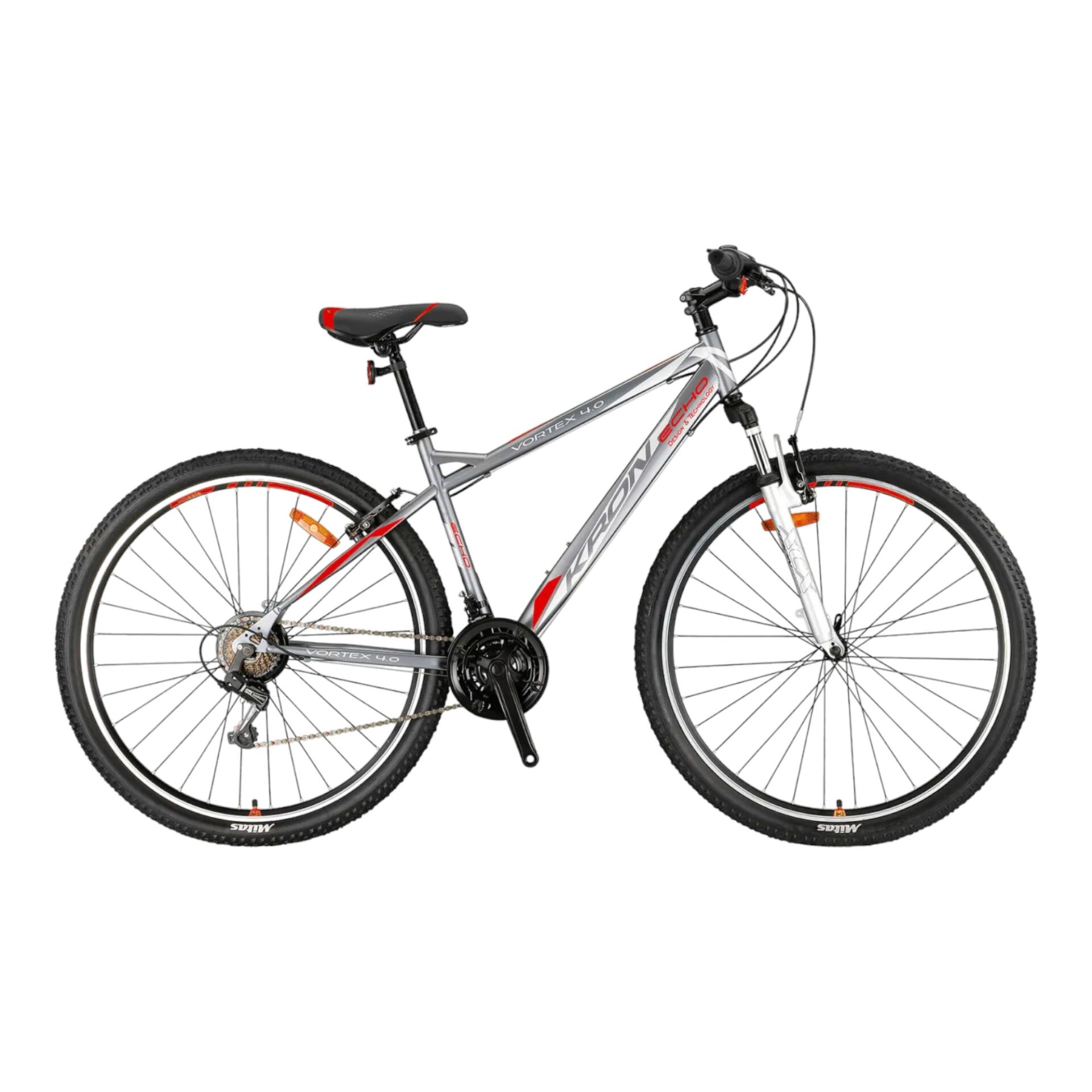 KRON VORTEX 4.0 - 29'' MTB - 16' - 21 Vites - V.B. - Mat Füme-Kırmızı/Gri