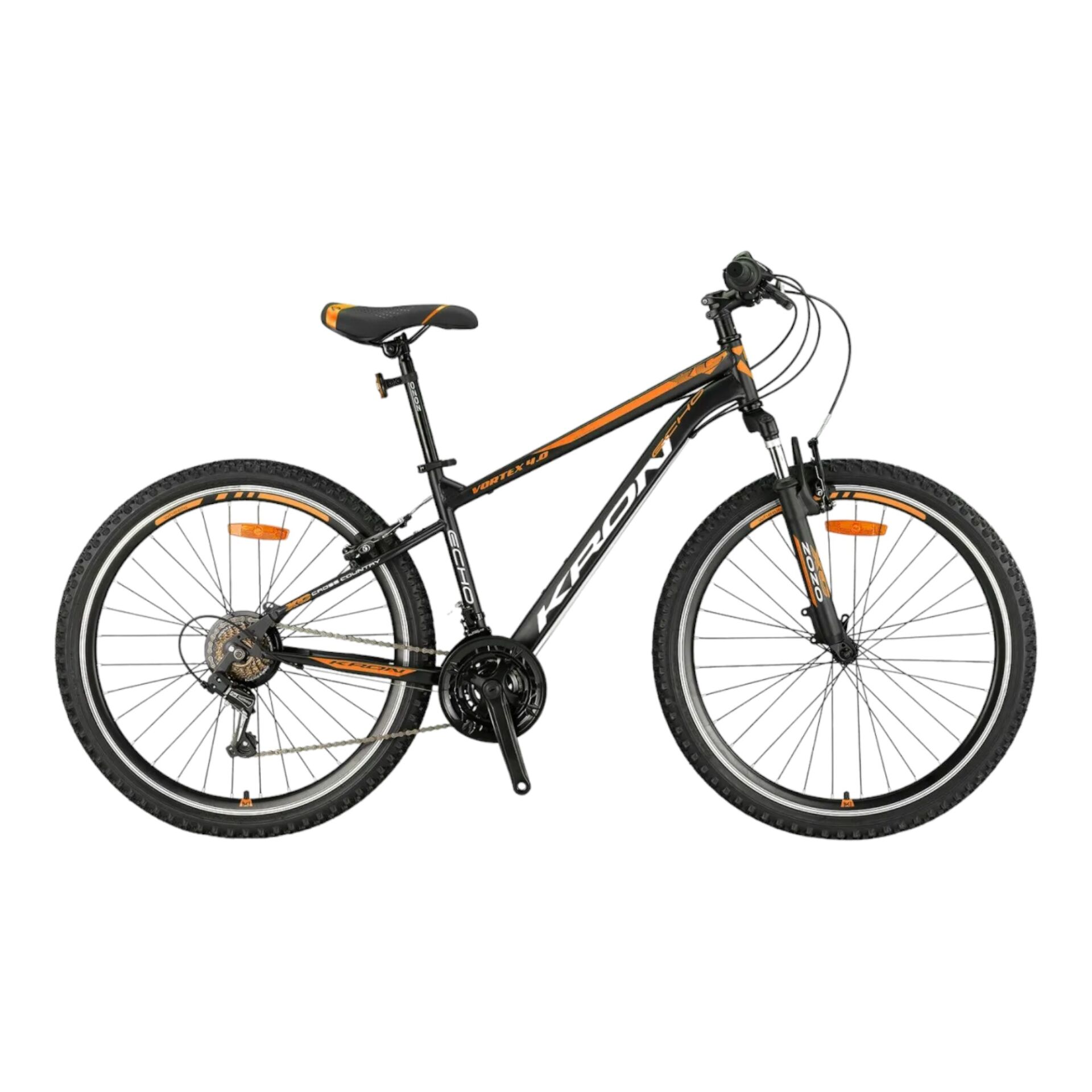 KRON VORTEX 4.0 - 24'' MTB - 14' - 21 Vites - V.B. - Mat Siyah-Gri/Neon Turuncu