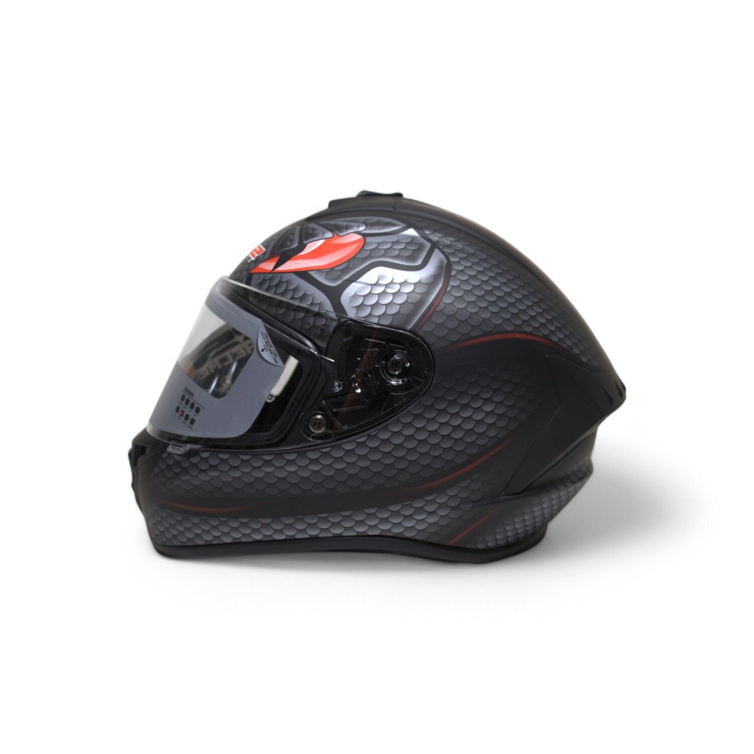 RS2 KAPALI KASK YILAN DESENLİ (SİYAH/GRİ/KIRMIZI) [XL] #RS320 32012/2