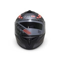 RS2 KAPALI KASK YILAN DESENLİ (SİYAH/GRİ/KIRMIZI) [XXL]