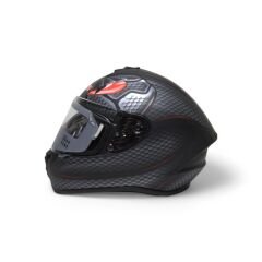 RS2 KAPALI KASK YILAN DESENLİ (SİYAH/GRİ/KIRMIZI) [XXL]