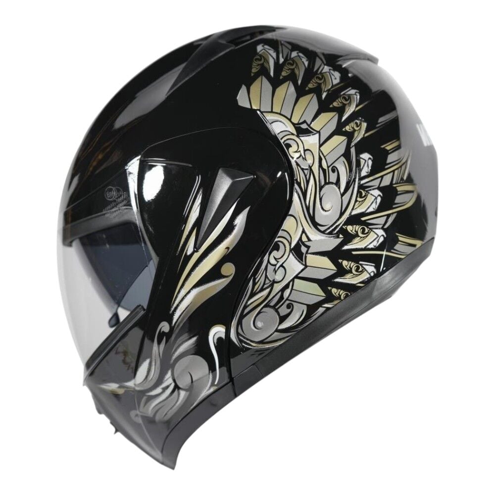VRT - ÇENE AÇILIR VİZÖRLÜ KASK [MD808] [SİYAH - GOLD] [L] #57642