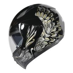 VRT - ÇENE AÇILIR VİZÖRLÜ KASK [MD808] [SİYAH - GOLD] [L] #57642
